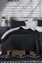 L'essentiel linge de maison Juego de Colcha Doble Negro y Gris